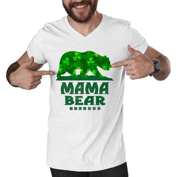 St Patricks Day Mama Bear Sunflower Mother Father Funny Men V-Neck Tshirt