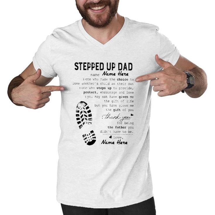 Stepped Up Dad Father's Day Gift Thank You For Being The Father You Didn't Have To Be Shoe Print Men V-Neck Tshirt