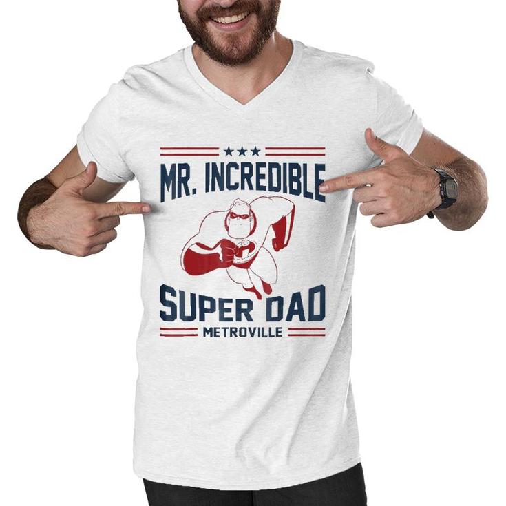 The Incredibles Mr Super Dad Metroville Men V-Neck Tshirt