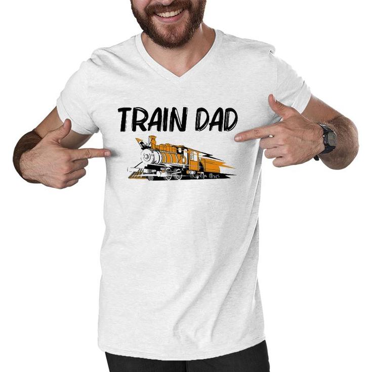 Train Gift For Dad Men Cool Locomotives Train Conductors Men V-Neck Tshirt