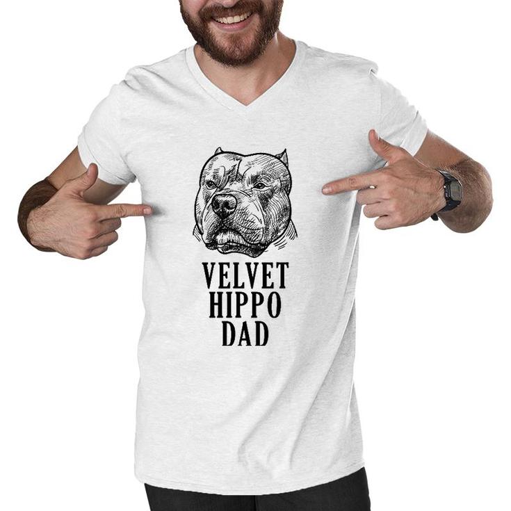 Velvet Hippo Dad Pitbull Dog Owner American Bully Pitbull Men V-Neck Tshirt