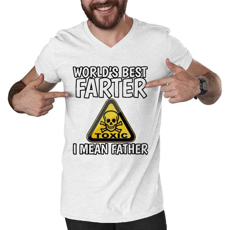 Worlds Best Farter, I Mean Father - Funny Fathers Day Fart Men V-Neck Tshirt