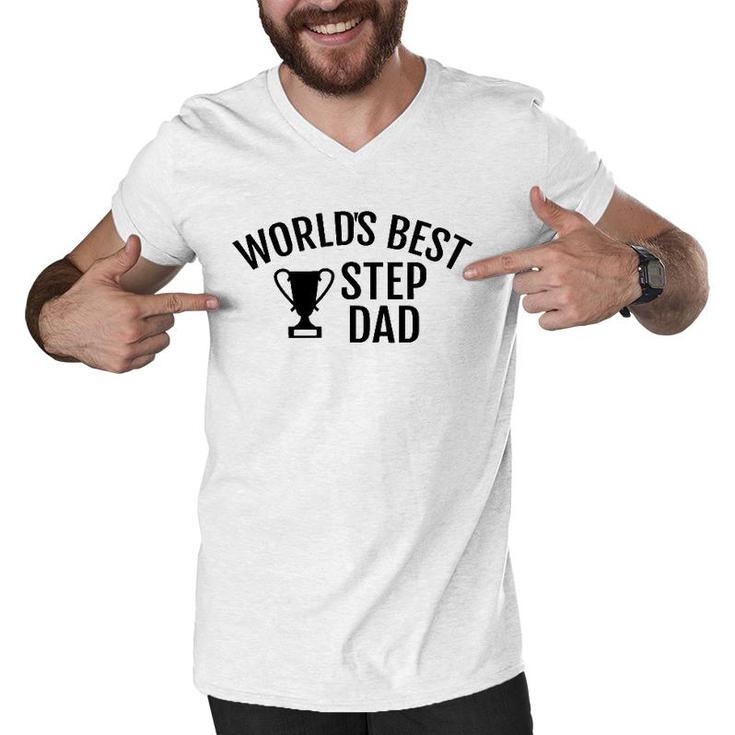 World's Best Step Dad Trophy  Father's Day Birthday Gift Men V-Neck Tshirt