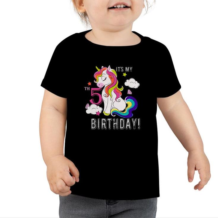 Funny Design Unicorn It Is My 5Th Birthday Toddler Tshirt