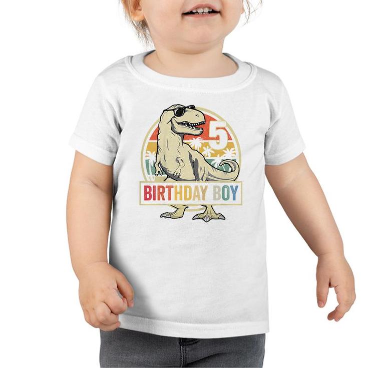 Kids 5 Year Old  5Th Birthday Boy T Rex Dinosaur   Toddler Tshirt