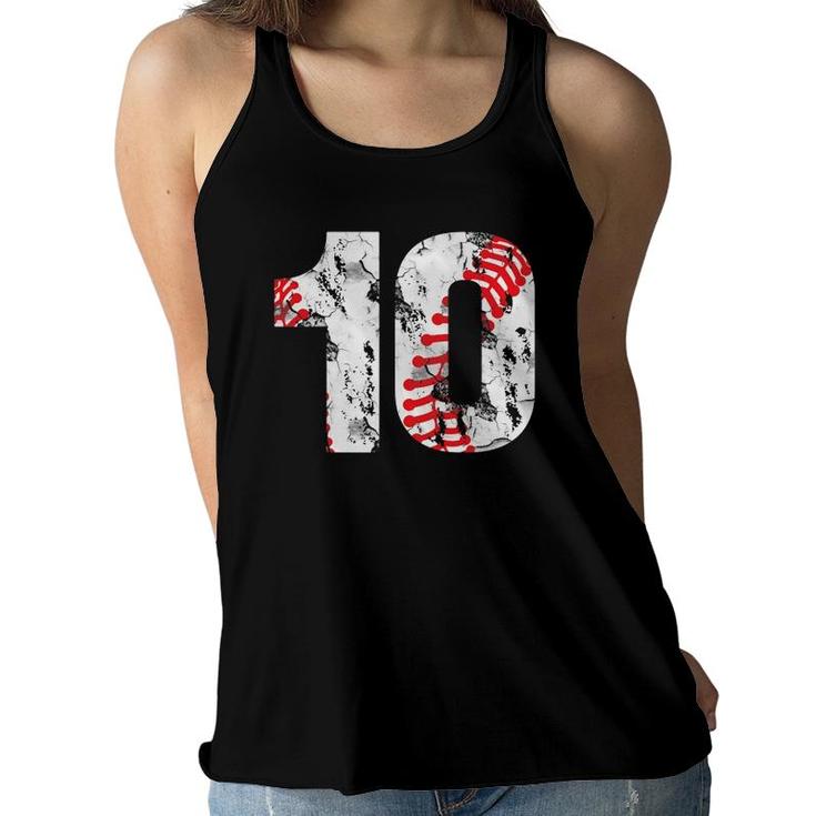 10 Years Old Gifts Number 10 Baseball 10Th Birthday Boy Girl Women Flowy Tank