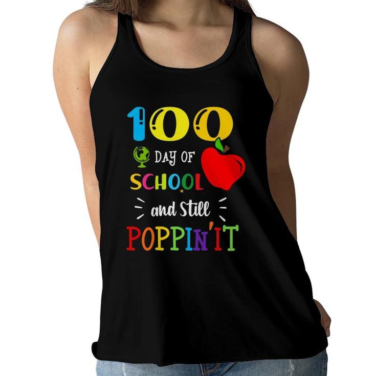 100 Apple Day Of School And Kids Still Love Poppin It Women Flowy Tank