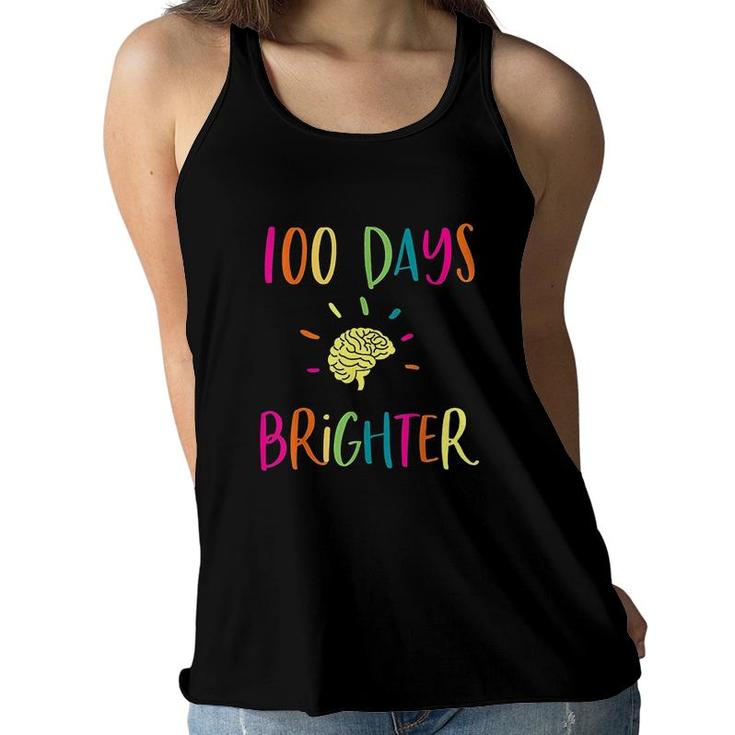 100 Days Brighter 100th Day Of School Teachers Kids Great Gift  Women Flowy Tank