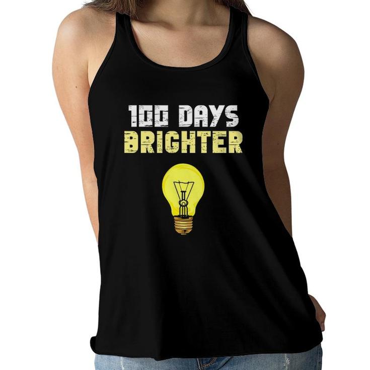 100 Days Brighter Light Bulbs Smart Kid 100Th Day Of School Women Flowy Tank