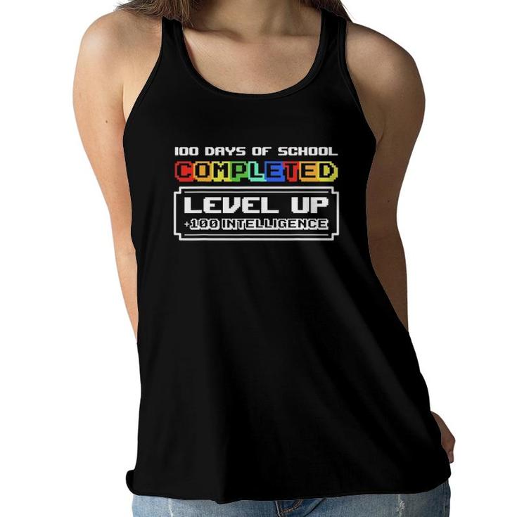 100 Days Of School Completed Gamer Gift Boys Level Up Gaming Women Flowy Tank