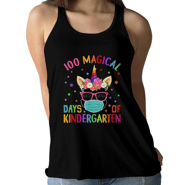 100 Magical Days Of Kindergarten School Unicorn Girl Women Flowy Tank