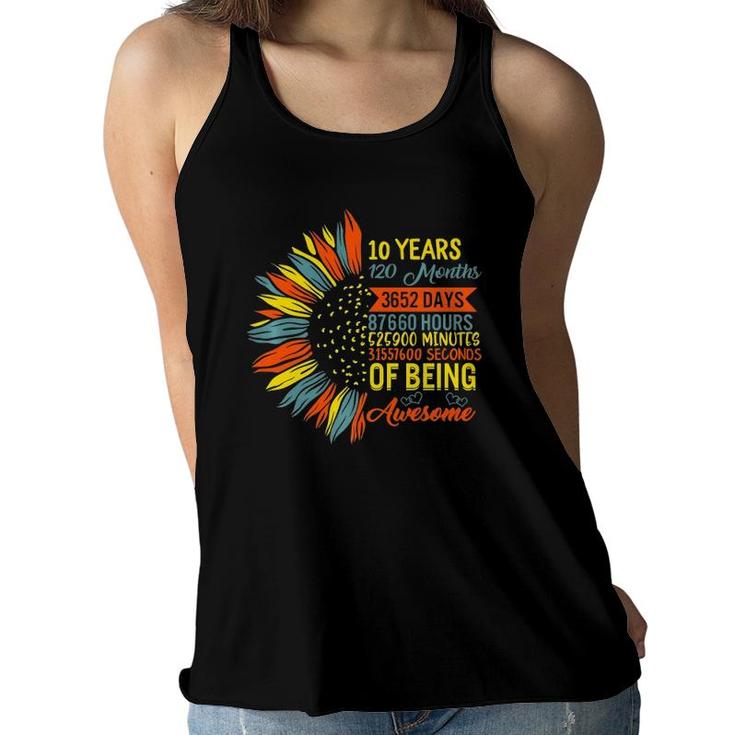 10Th Birthday 10 Years Of Being Awesome Girls Kids Countdown  Women Flowy Tank