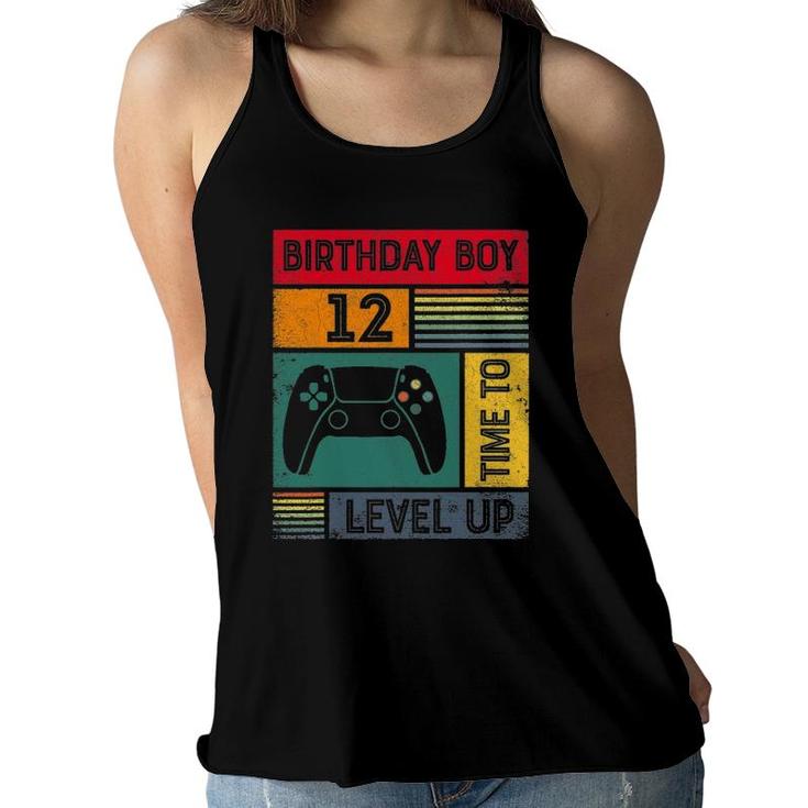 12 Years Old 12Th Birthday Boy Time To Level Up Gamer Birthday Women Flowy Tank