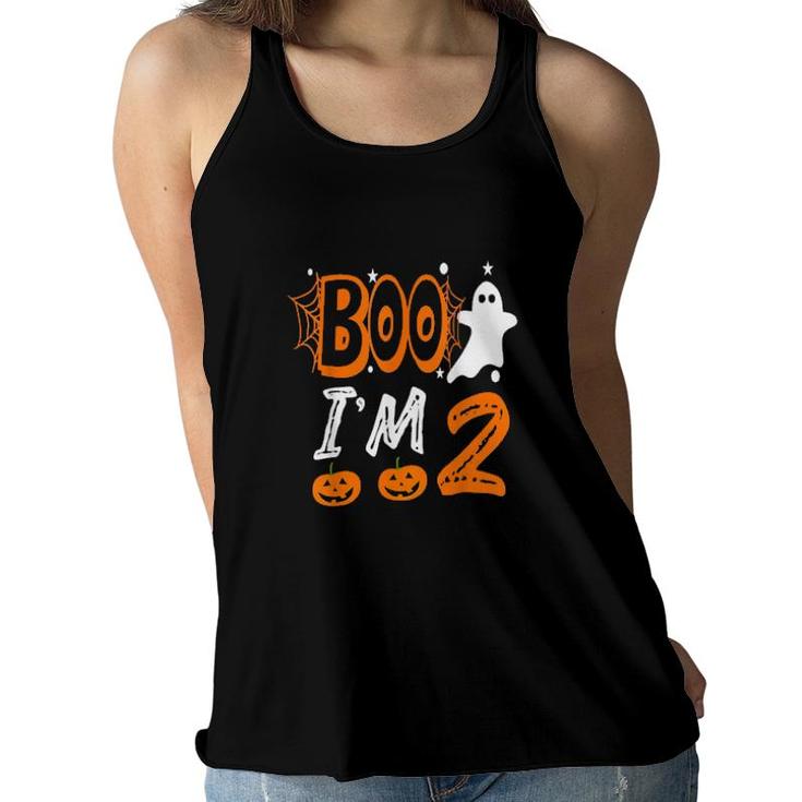 2Nd Birthday Kids Boo I'm 2 Two Yr Ghost Halloween Costume  Women Flowy Tank