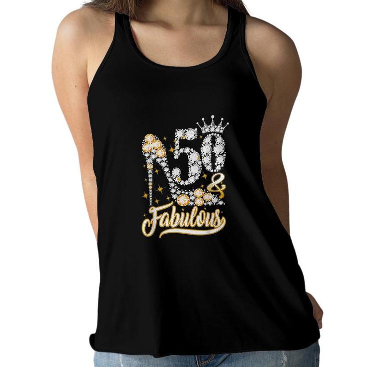 50 And Fabulous 50 Years Old 50th Birthday Diamond Crown Shoes  Women Flowy Tank