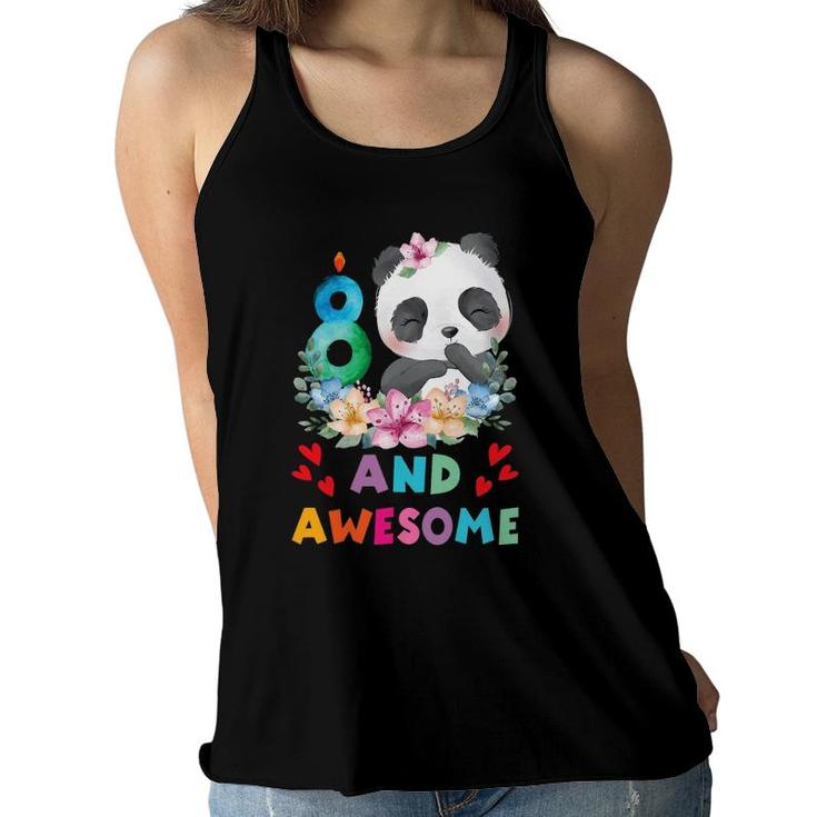 8 Years Old 8Th Birthday Panda Unicorn Girl Party Gift Women Flowy Tank