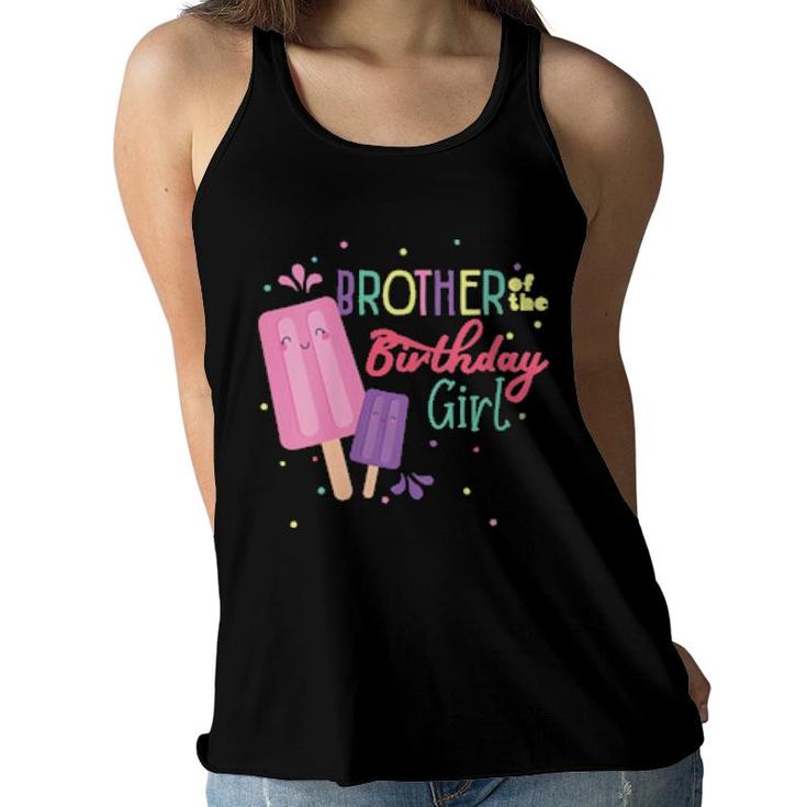 Brother Of The Birthday Girl Ice Cream Theme Matching Family  Women Flowy Tank