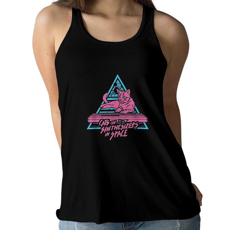 Cats On Synthesizers In Space Cat Owner Women Flowy Tank