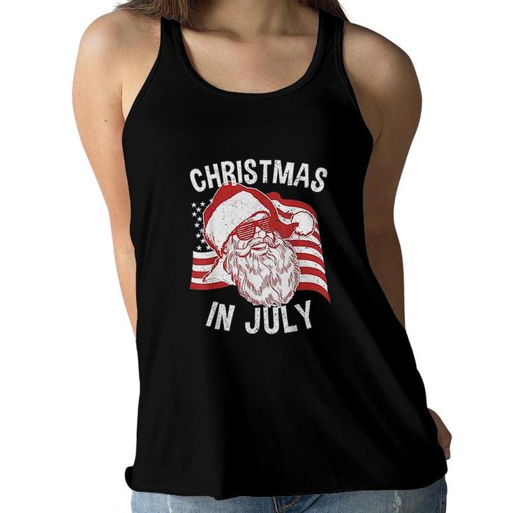 Christmas In July Retro Hipster Santa 4th of July  Women Flowy Tank