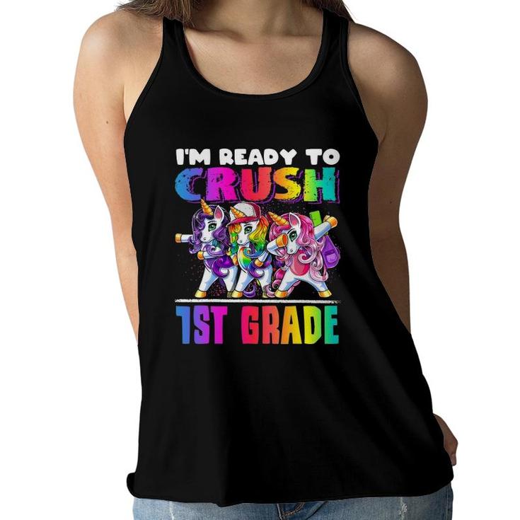 Crush 1St Grade Dabbing Unicorn Back To School Backpack Girl Women Flowy Tank