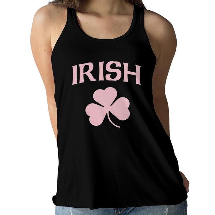 Cute Girly Irish Pink Shamrock St Patrick's Day Women Girls Women Flowy Tank