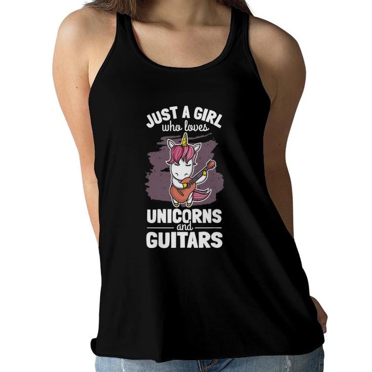Cute Unicorn Guitar Player Woman Magical Girl Guitarist Women Flowy Tank