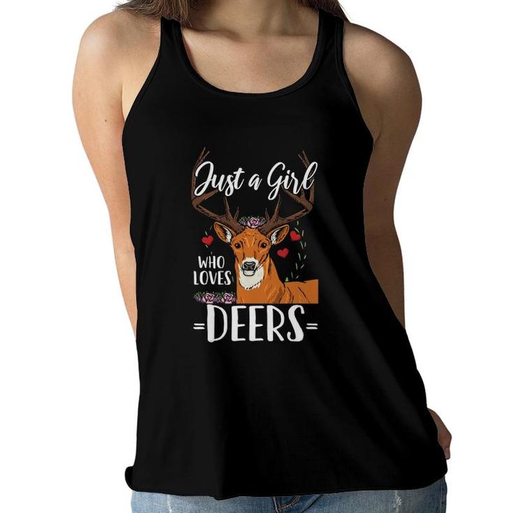 Deer Just A Girl Who Loves Deers Women Flowy Tank