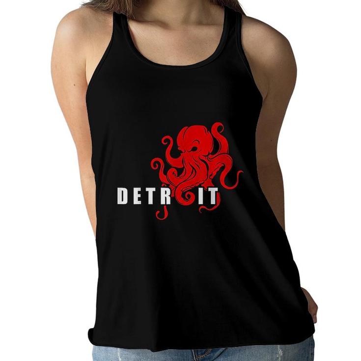 Detroit Michigan Octopus Kraken Downtown Motor City Women Flowy Tank
