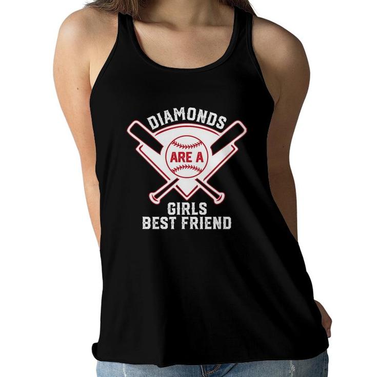 Diamonds Are A Girls Best Friend Baseball For Women Women Flowy Tank