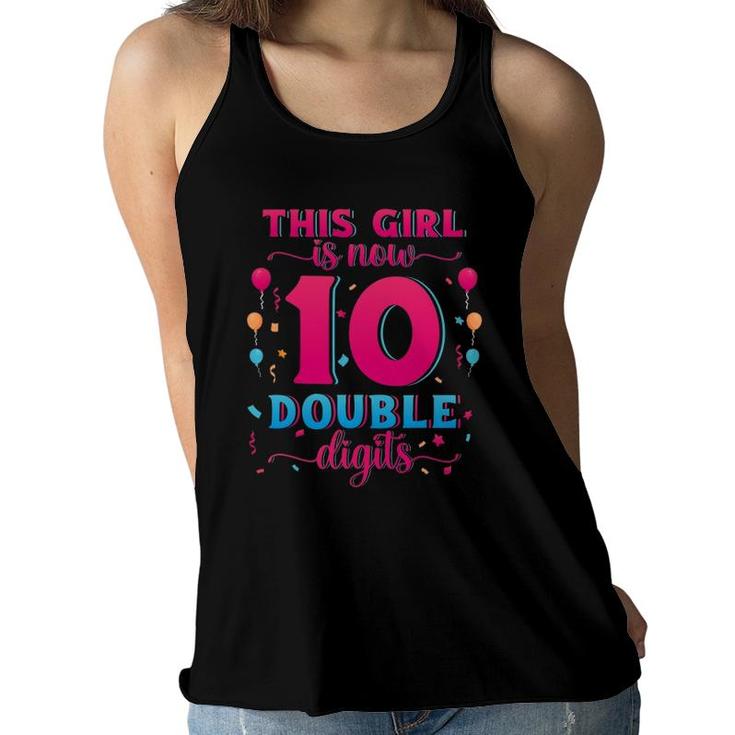 Double Digits I'm 10 Years Old Birthday  Girl Women Flowy Tank