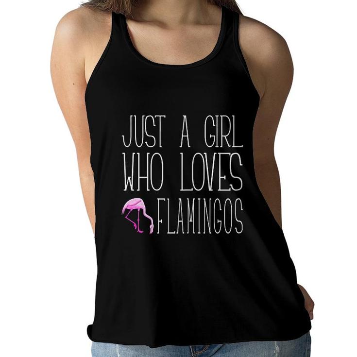 Flamingo Design Girl Who Loves Flamingos Women Flowy Tank
