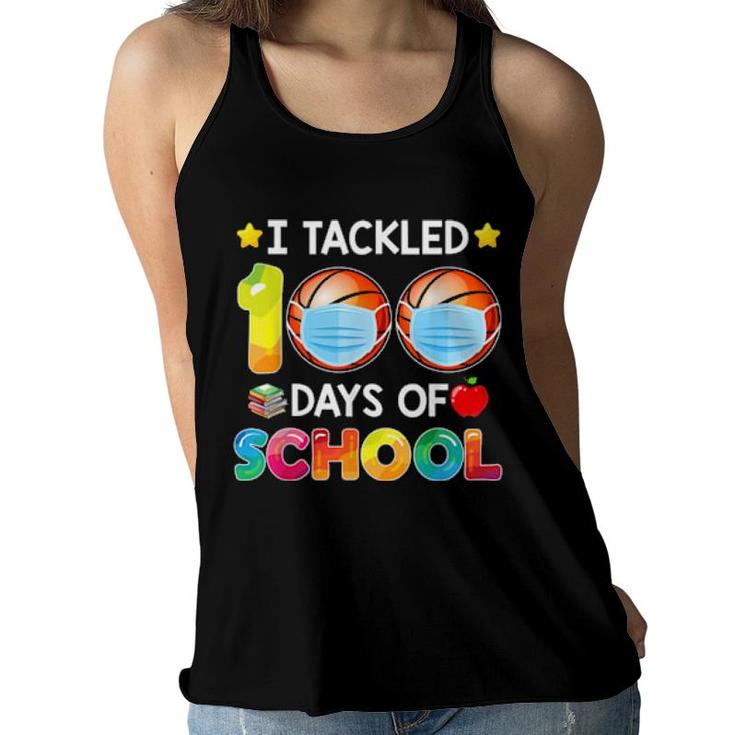 Funny I Tackled 100 Days Of School Basketball Boy Matching  Women Flowy Tank
