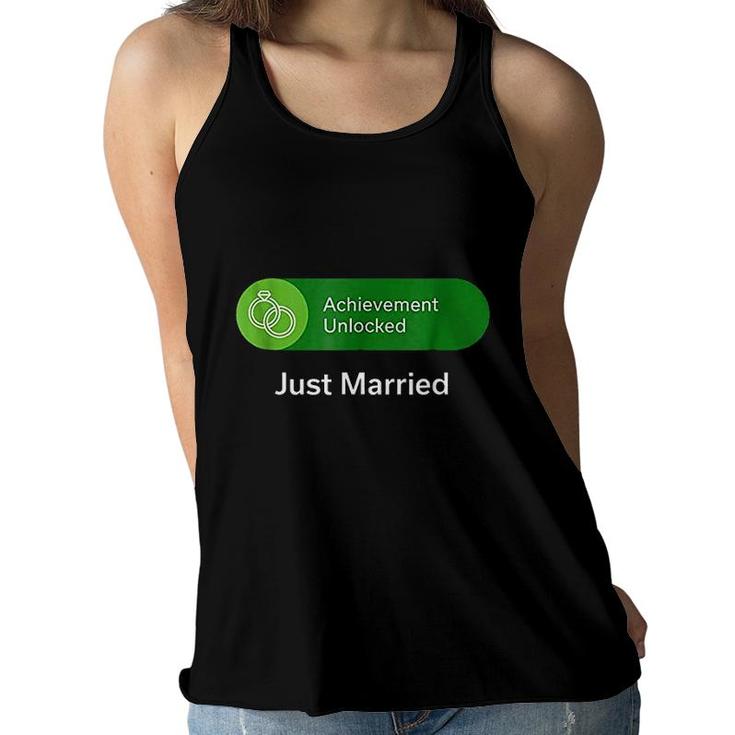 Funny Just Married  For Wedding Gift Video Gamer Women Flowy Tank