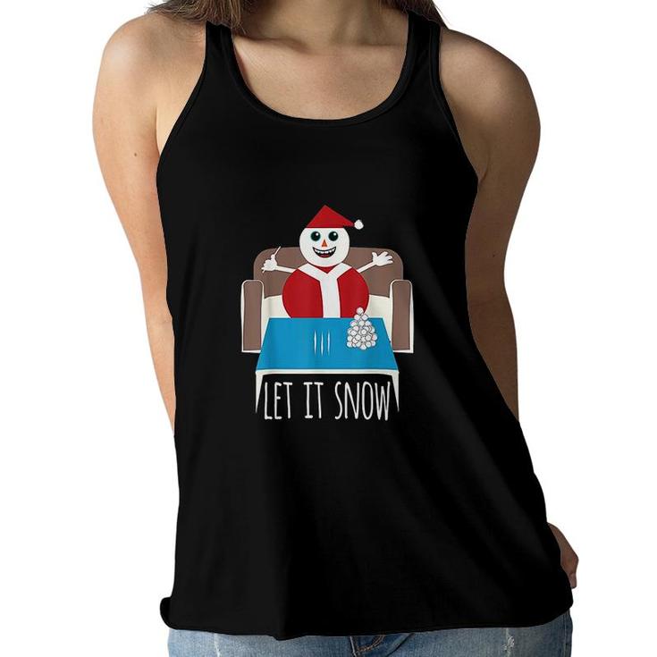 Funny Let It Snow Snowman Removed Ban Drug Reference Xmas Women Flowy Tank