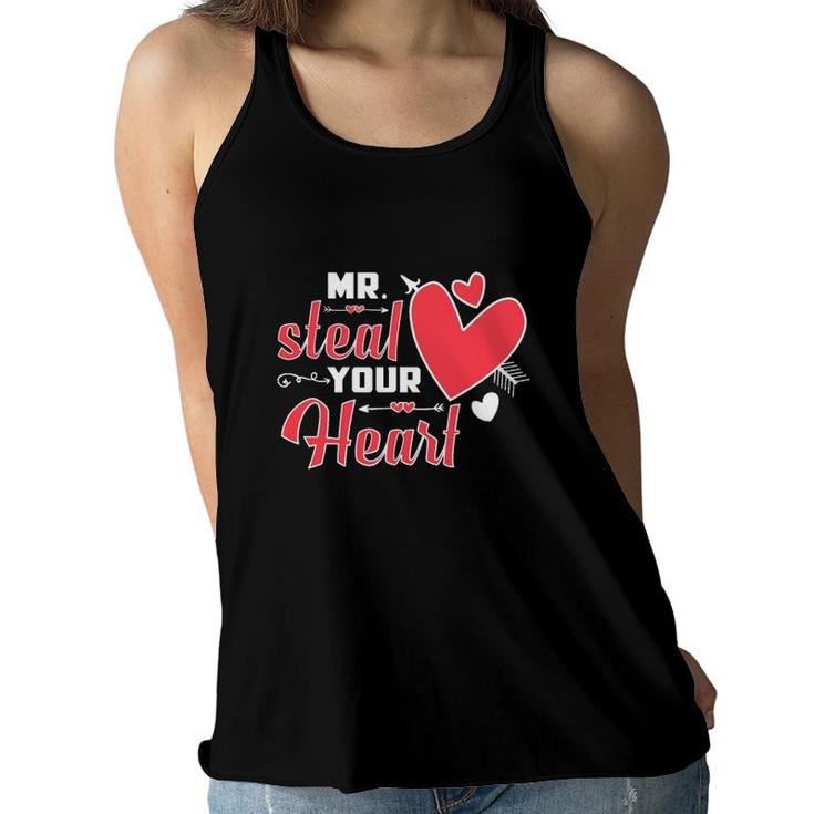 Funny Mr Steal Your Heart Gift Baby Toddler Boys Valentine's Day Women Flowy Tank
