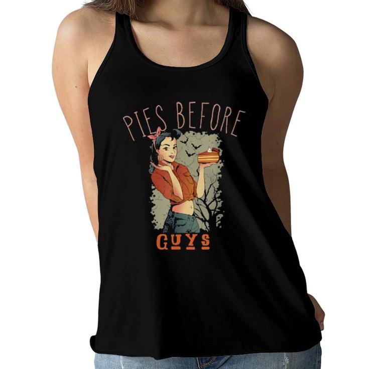 Funny Thanksgiving Pies Before Guys And Girls  Women Flowy Tank