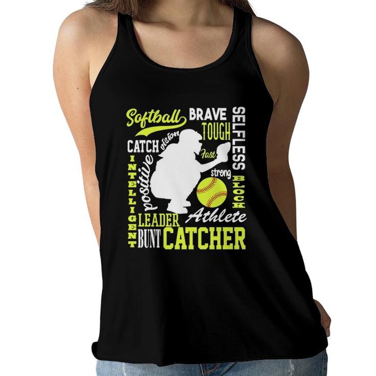 Girls Softball Catcher Great For Teens Traits Of A Catcher Women Flowy Tank