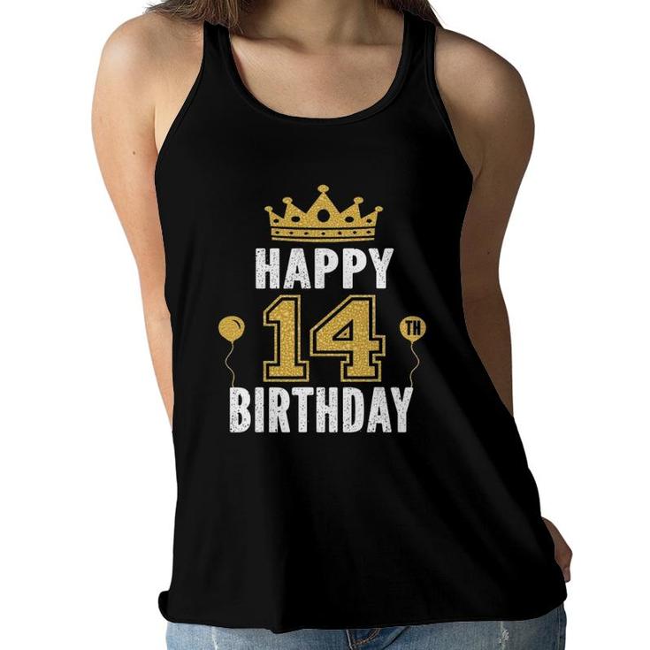 Happy 14Th Birthday Idea For 14 Years Old Boys And Girls Women Flowy Tank