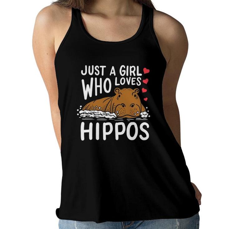 Hippo Just A Girl Who Loves Hippos Women Flowy Tank
