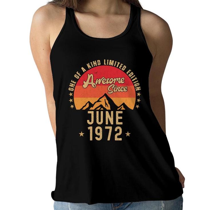 June 1972 Awesome Since Vintage Birthday Women Flowy Tank