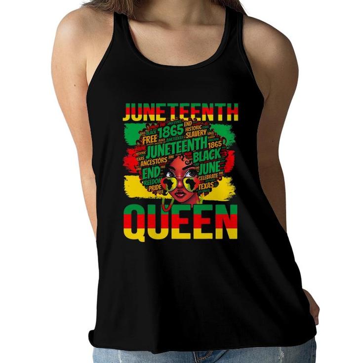 Juneteenth Queen Celebrating 1865 Afro Black History Kids Women Flowy Tank