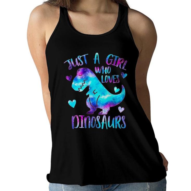 Just A Girl Who Loves Dinosaurs Galaxy Space Cute Teen Girls Pullover Women Flowy Tank