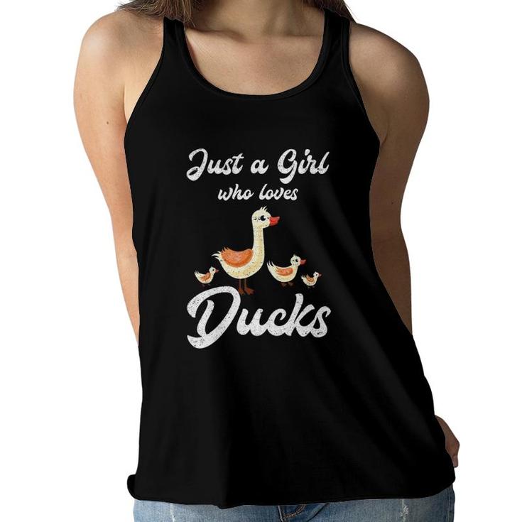 Just A Girl Who Loves Ducks Cute Animal Bird Goose Women Flowy Tank