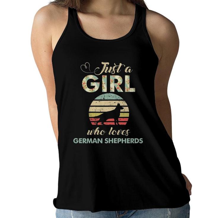 Just A Girl Who Loves German Shepherds Retro Vintage Dog Women Flowy Tank