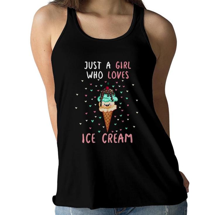 Just A Girl Who Loves Ice Cream Funny Ice Cream Lover Women Flowy Tank