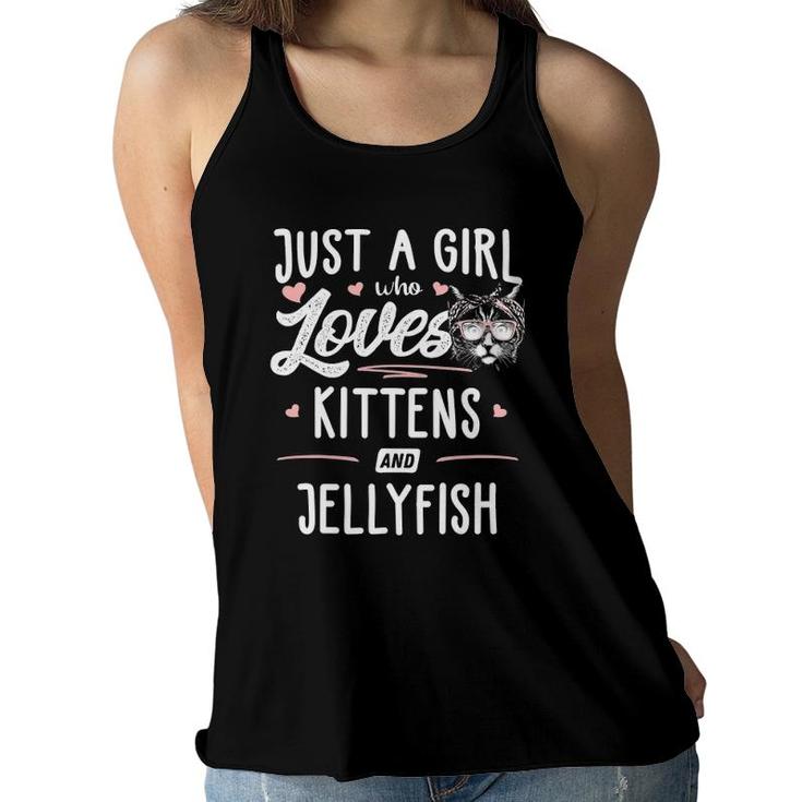 Just A Girl Who Loves Kittens And Jellyfish Gift Cat Women Flowy Tank