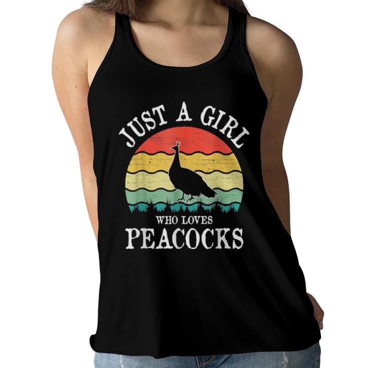 Just A Girl Who Loves Peacocks  Women Flowy Tank