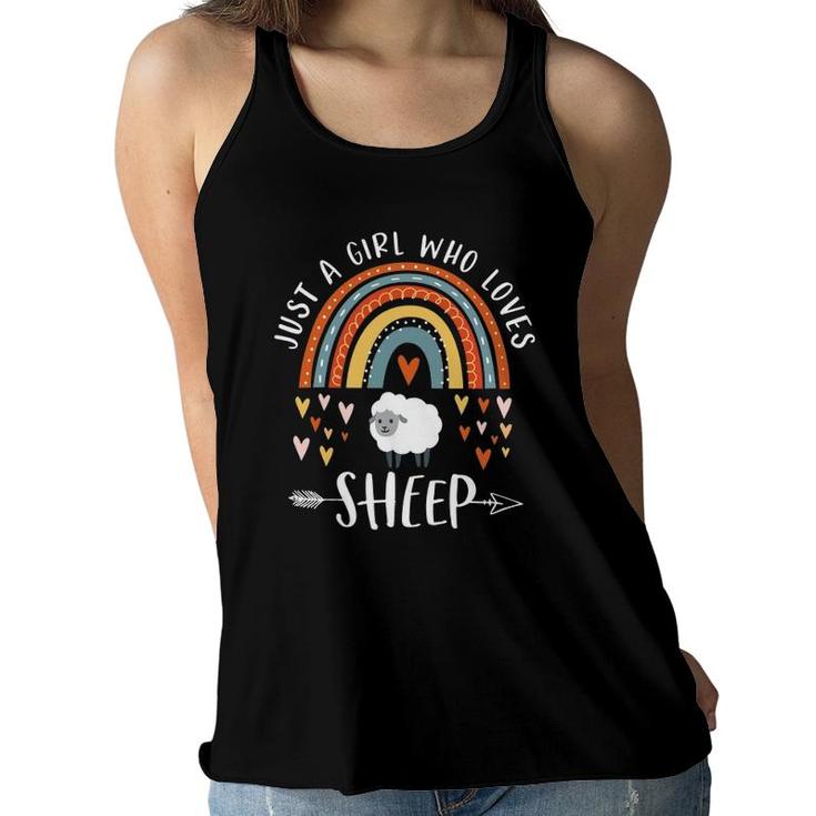 Just A Girl Who Loves Sheep Rainbow Gifts For Lamb Lover Women Flowy Tank