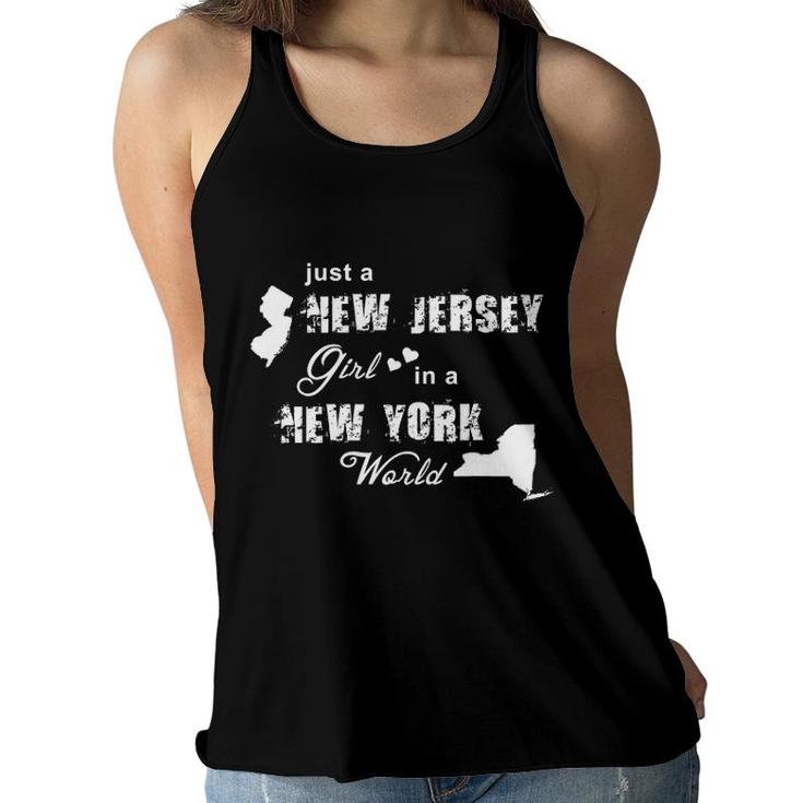 Just A New Jersey Girl In A New York World Printing Women Flowy Tank