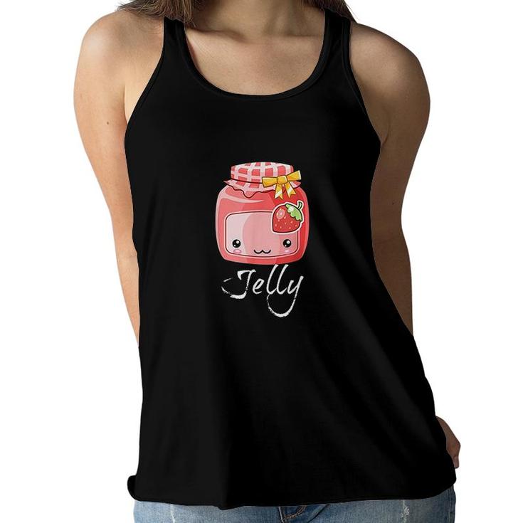 Kawaii Peanut Butter Jelly Matching Strawberry Jam Women Flowy Tank